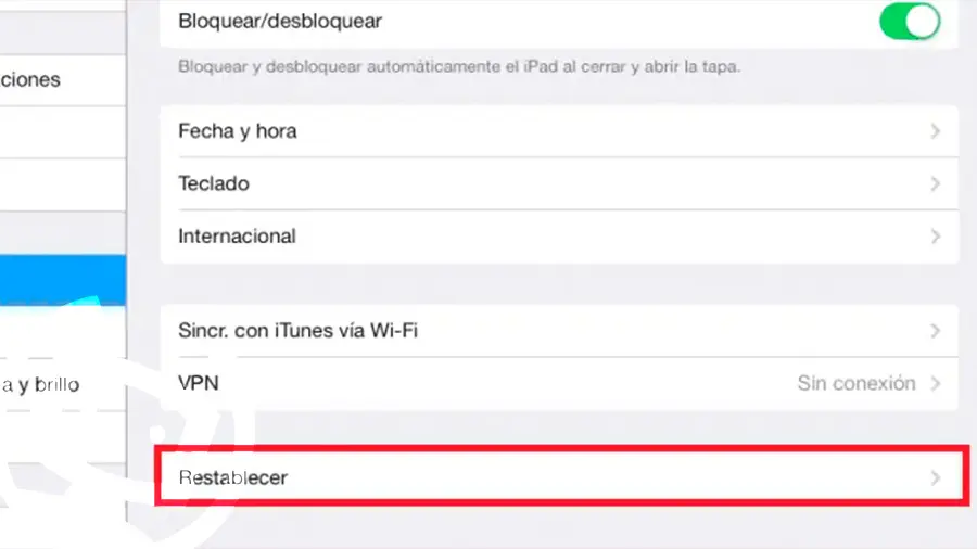 restaurar ipad de fabrica