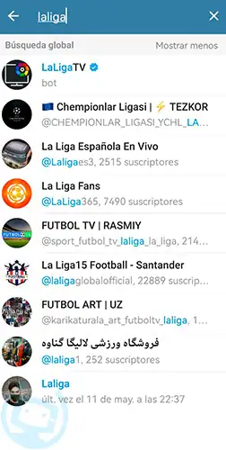 Telegram fútbol liga española