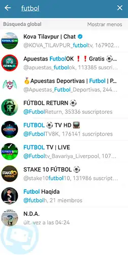 canales de telegram para ver futbol