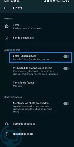 salto de linea whatsapp