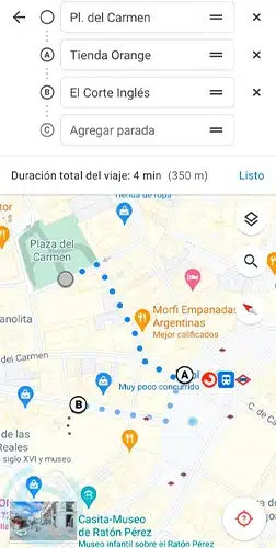 google maps calcular ruta