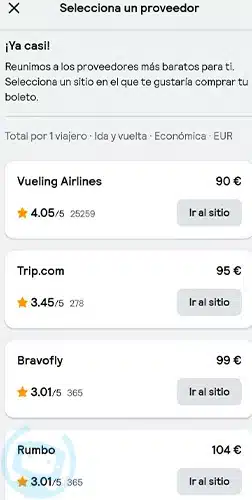 como filtrar en skyscanner