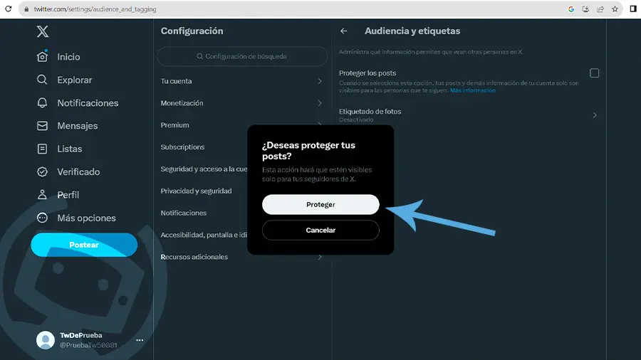 como poner tu cuenta de twitter en privado