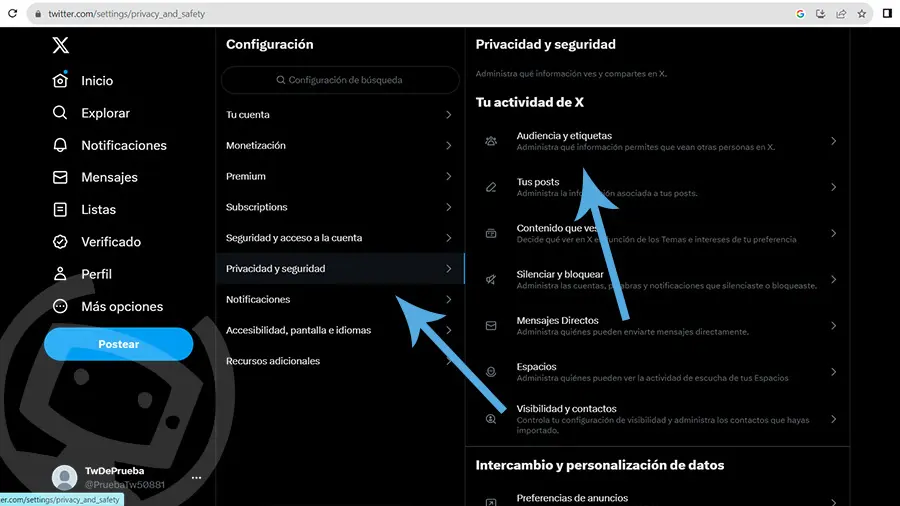 como se pone twitter privado