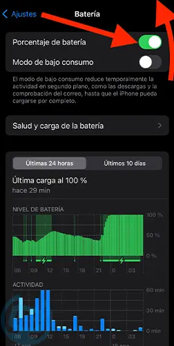 ahorro de bateria en iphone