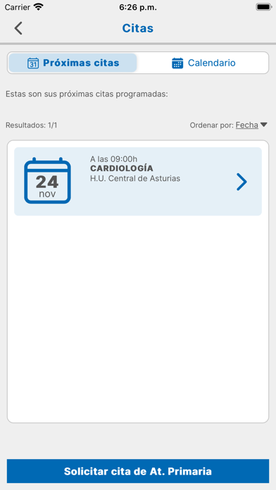 Captura oficial de Mi AsturSalud SESPA